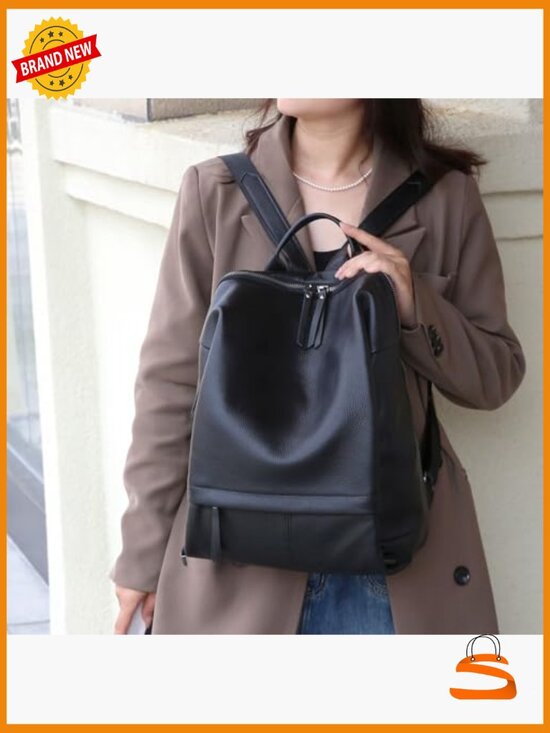 Genuine Leather Laptop Backpack for Women, Fashion Daypack with Large main image 4